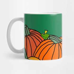 Three Friends Frog Penguin Dog and Pumpkins Mug